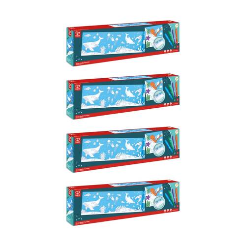 4PK Hape Ocean Craft Paper Roll Self-Adhesive W/ 4 Crayons 52x04m 3y+ Blue