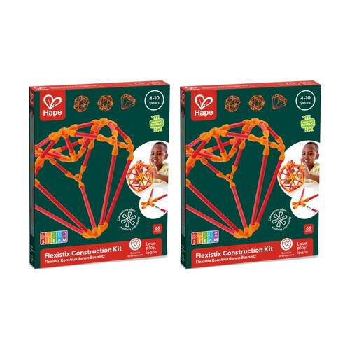 2PK Hape Creative Construction Flexistix Toy Kit Bamboo for Kids 4y Orange/Red