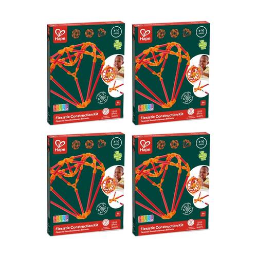4PK Hape Creative Construction Flexistix Toy Kit Bamboo for Kids 4y Orange/Red