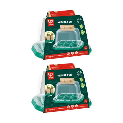 2PK Hape Gardeners Greenhouse Wooden Educational Toy Playset 4y Green