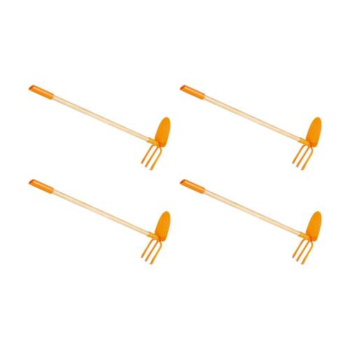 4PK Hape Double Headed Hoe Wooden Garden Tool Kids Toy 4y Orange