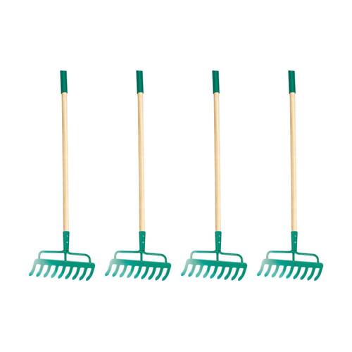 4PK Hape Garden Rake Wooden Gardening Tool Outdoor Kids Toy 4y Green