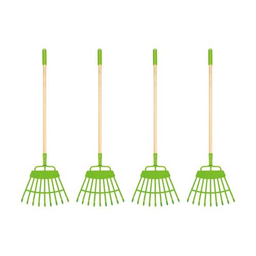 4PK Hape Lawn Rake Wooden Gardening Tool Outdoor Play Kids Toy 4y Green