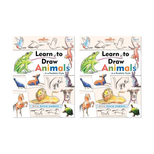2PK eeBoo Learn To Draw Instructional Animals Art Book 7+ 21.5x28.5cm