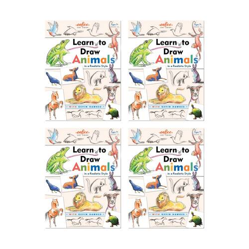 4PK eeBoo Learn To Draw Instructional Animals Art Book 7+ 21.5x28.5cm