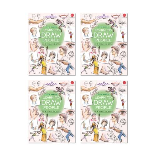 4PK eeBoo Learn To Draw People Instructional Art Activity Book 7y+ 21.5x28.5cm