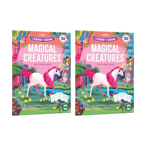 2PK eeBoo Learn to Draw Magical Creatures Instructional Drawing Book 5y+ 21x28cm