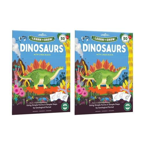 2PK eeBoo Learn to Draw Dinosaurs Instructional Drawing Book 5y+ 21.6x27.9cm