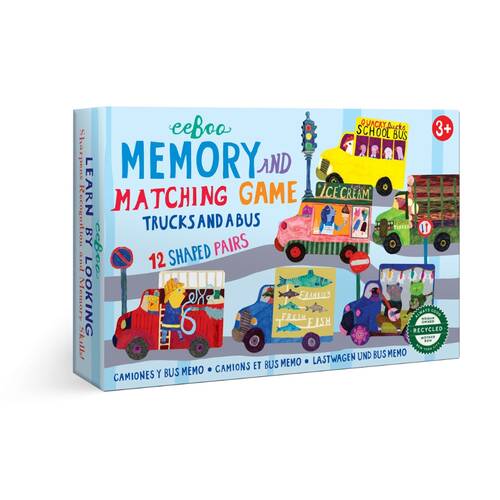 eeBoo Kids 3y+ Memory & Matching Board Game Trucks & Bus Theme