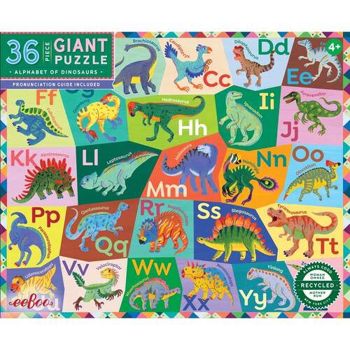 36pc Eeboo Puzzle Alphabet Of Dinosaurs Giant Floor Educational Activity 3y+