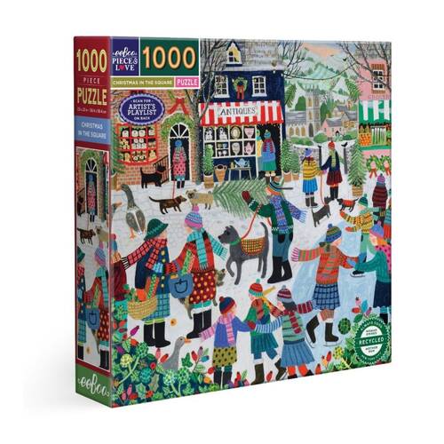 1000pc Eeboo Puzzle Christmas in the Square Festive Holiday Scene Set 58x58cm