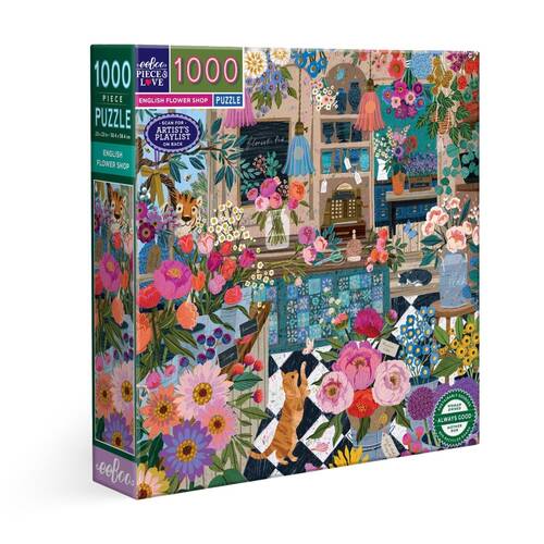 1000pc eeBoo English Flower Shop Puzzle Educational Play 12y+