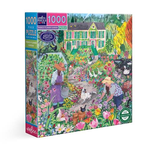 1000pc eeBoo Puzzle French Flower Garden Scene Artwork Game 12y+