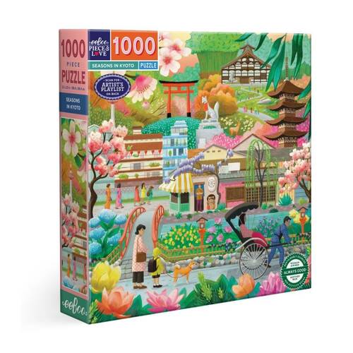 1000pc Eeboo Puzzle Four Seasons In Kyoto Japanese Scene Activity Set 58cm