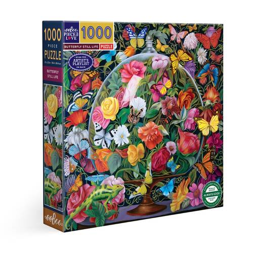 1000pc eeBoo Puzzle Butterfly Still Life Scene Floral Artwork Game