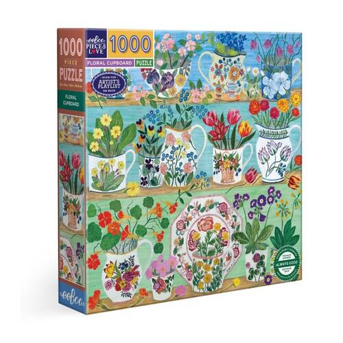 1000pc Eeboo Puzzle Piece & Love Floral Cupboard Botanical Scene Set 58x58cm