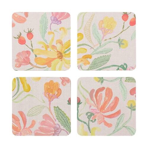 4pc Ecology Midsummer Botanical Florals Rectangle Coasters 10cm