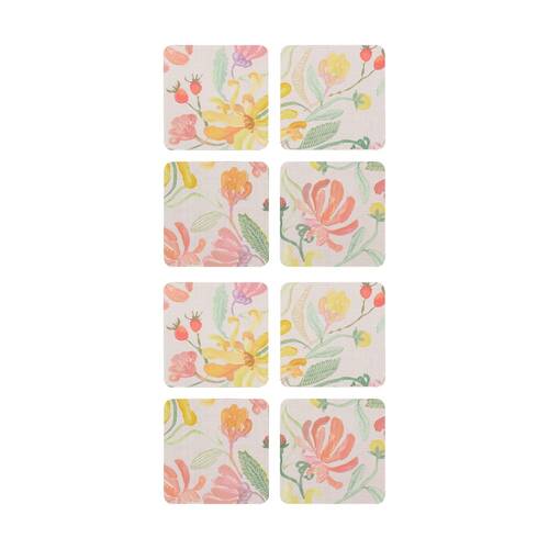 2x 4pc Ecology Midsummer Botanical Florals Rectangle Coasters 10cm