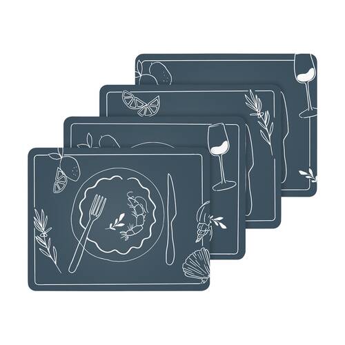 4pc Ecology Ocean Feast Inspired Dinner Placemats W/ Cork Backing 34x26.5cm