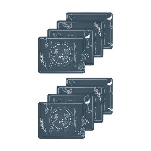 2x 4pc Ecology Ocean Feast Inspired Dinner Placemats W/ Cork Backing 34x26.5cm