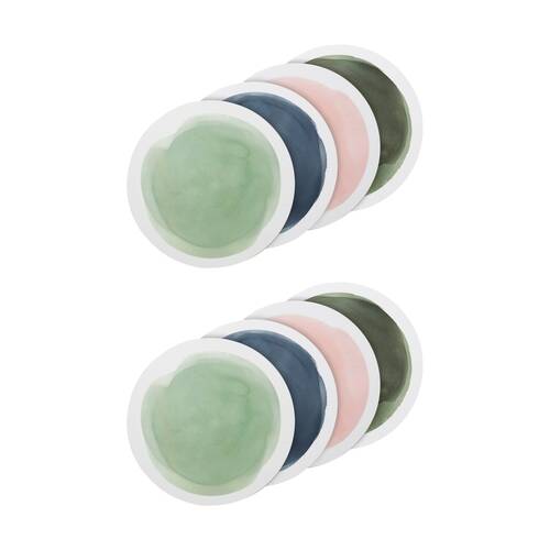2x 4pc Ecology Watercolour Seaside Circle Dinner Placemat Earth Tones