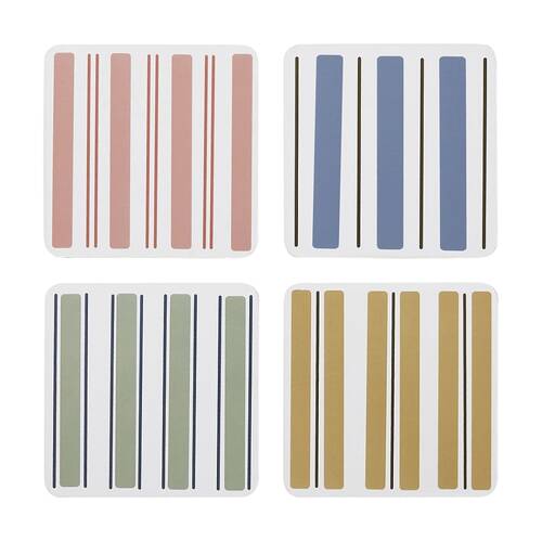 4pc Ecology Classic Beach Harbour Striped Rectangle Coasters 10cm