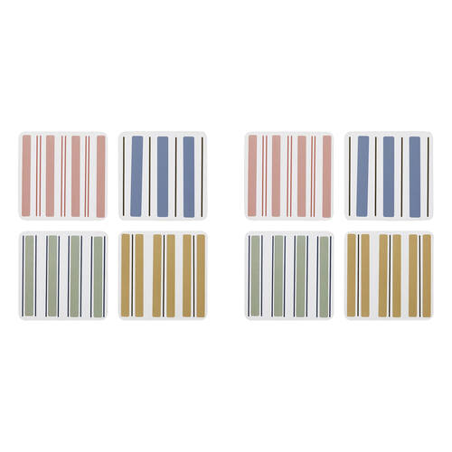 2x 4pc Ecology Classic Beach Harbour Striped Rectangle Coasters 10cm
