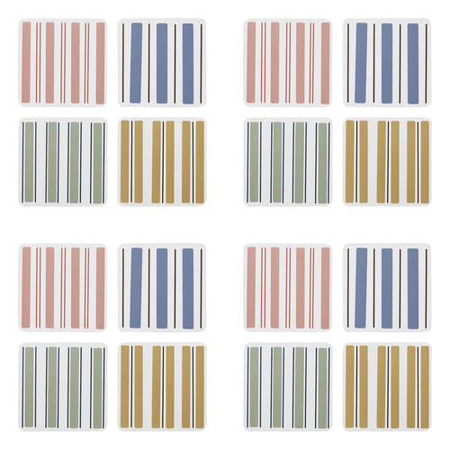 4x 4pc Ecology Classic Beach Harbour Striped Rectangle Coasters 10cm