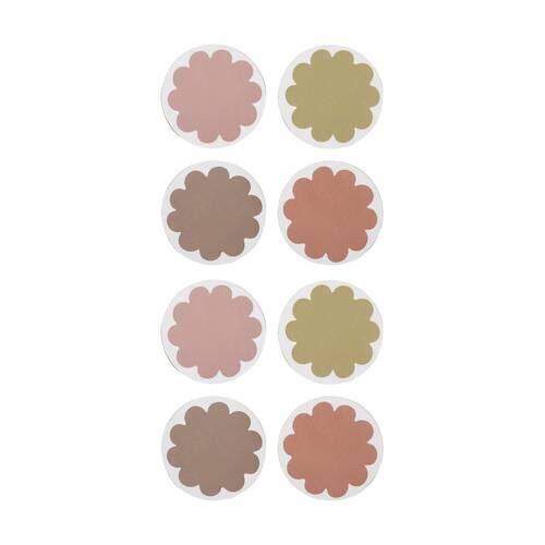 2x 4pc Ecology Bloom Flower Shaped Circle Coasters W/ Cork Backing 10cm