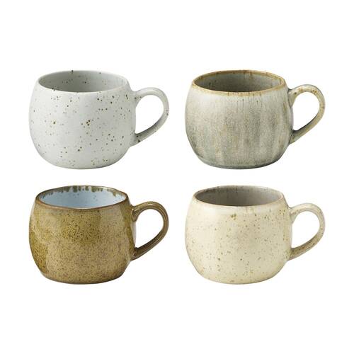 4pc Ecology Elm Kitchenware Coffee Mugs Speckled Earth Tones 280ml