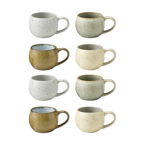 2x 4pc Ecology Elm Kitchenware Espresso Cups Speckled Earth Tones 120ml