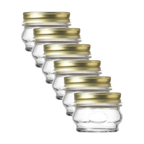 6PK Ecology Confiture Round Kitchen Pantry Jar With Screw-Top Metal Lid 156ml