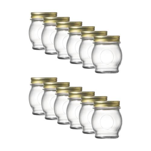 12PK Ecology Confiture Round Kitchen Pantry Jar With Screw-Top Metal Lid 314ml