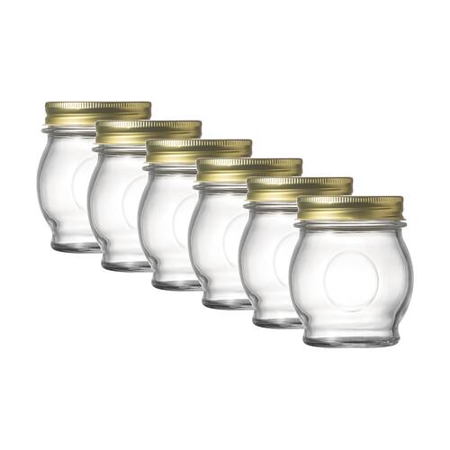 6PK Ecology Confiture Round Kitchen Pantry Jar With Screw-Top Metal Lid 314ml