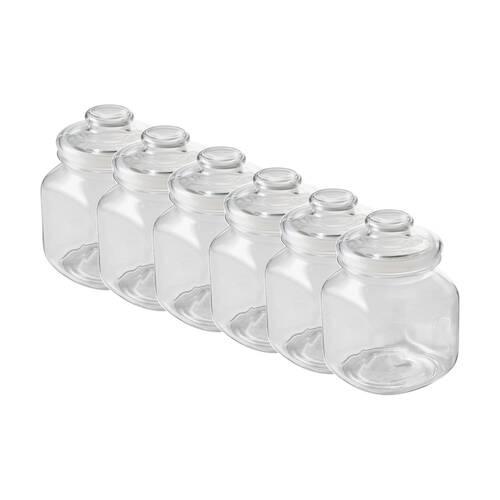 6PK Ecology Riserva Square Kitchen Pantry Jar With Airtight Lid 1.7L