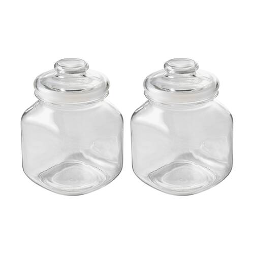 2PK Ecology Riserva Square Kitchen Pantry Jar With Airtight Lid 2L