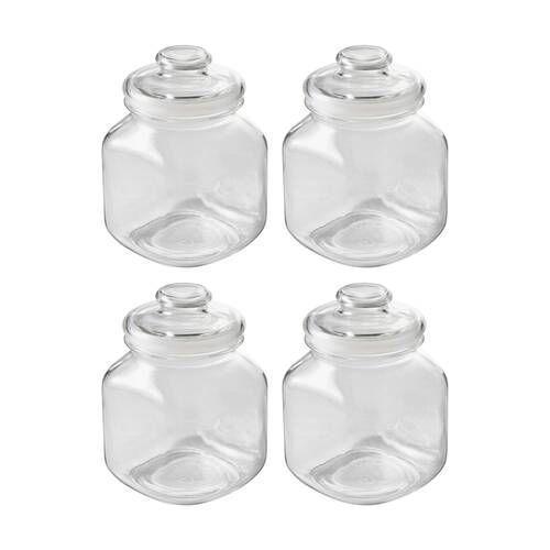4PK Ecology Riserva Square Kitchen Pantry Jar With Airtight Lid 2L