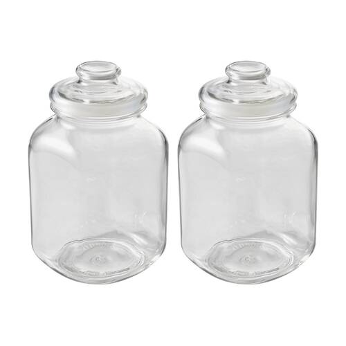 2PK Ecology Riserva Square Kitchen Pantry Jar With Airtight Lid 3.1L