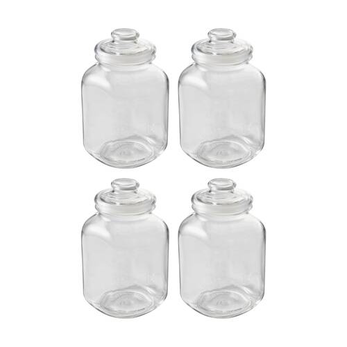 4PK Ecology Riserva Square Kitchen Pantry Jar With Airtight Lid 3.1L