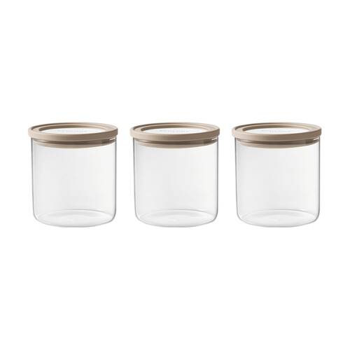 3pc Ecology Store Round Glass & Silicone Pantry Canisters Air-Tight