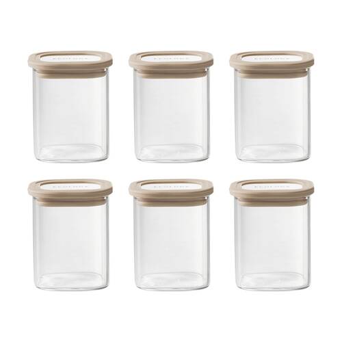 6pc Ecology Store Square Glass & Silicone Spice Jar Set Air-Tight