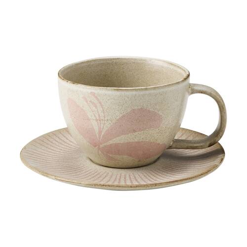 2pc Ecology Hand Drawn Floral Silhouettes Cecile Tea Cup & Saucer 290ml
