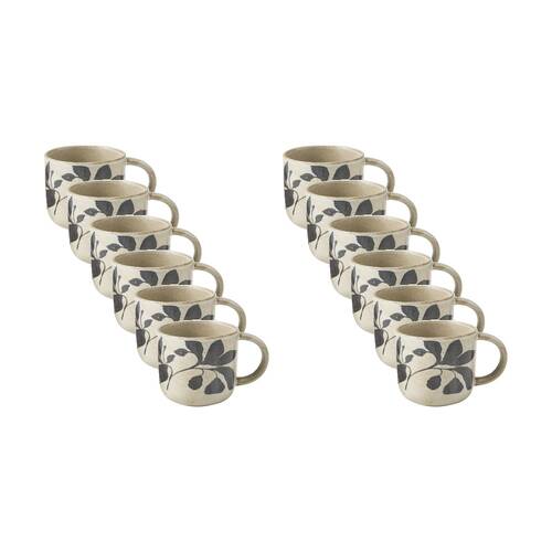 12PK Ecology Floral Silhouettes Cecile Coffee Mug Midnight Charcoal 380ml
