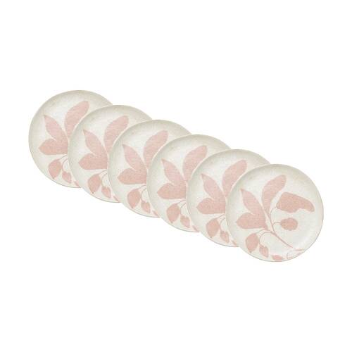6PK Ecology Hand Drawn Floral Silhouettes Cecile Side Plate Pink 22cm