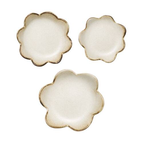 3pc Ecology Floral Flower Silhouette Plates Set Cecile Stoneware
