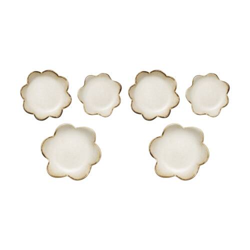 2x 3pc Ecology Floral Flower Silhouette Plates Set Cecile Stoneware