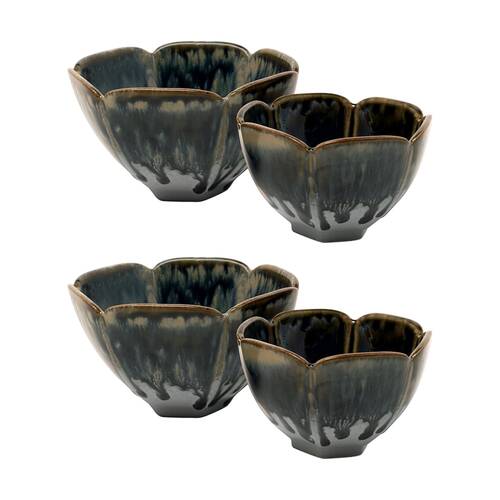 2x 2pc Ecology Midnight Matte Glaze Gretta Dip Bowls Set Serveware