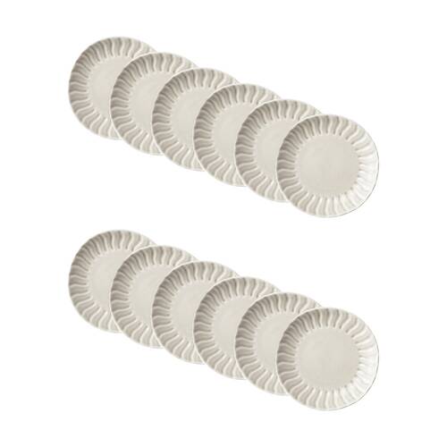 12PK Ecology Ritual Rippled Porcelain Side Plate Frost Off White 20cm