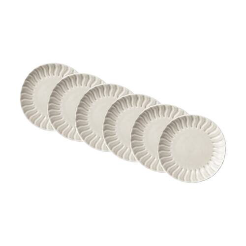 6PK Ecology Ritual Rippled Porcelain Side Plate Frost Off White 20cm