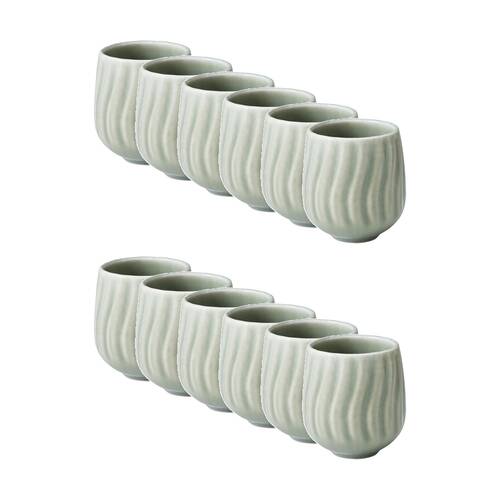12PK Ecology Ritual Rippled Porcelain Cuddle Mug Willow Green 200ml